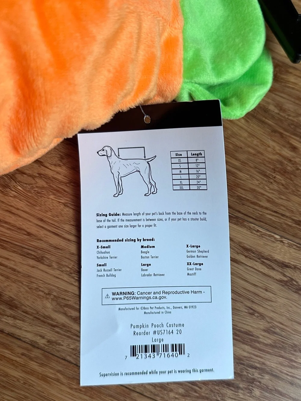 Zack & Zoey Pumpkin Pooch Dog Costume - Large